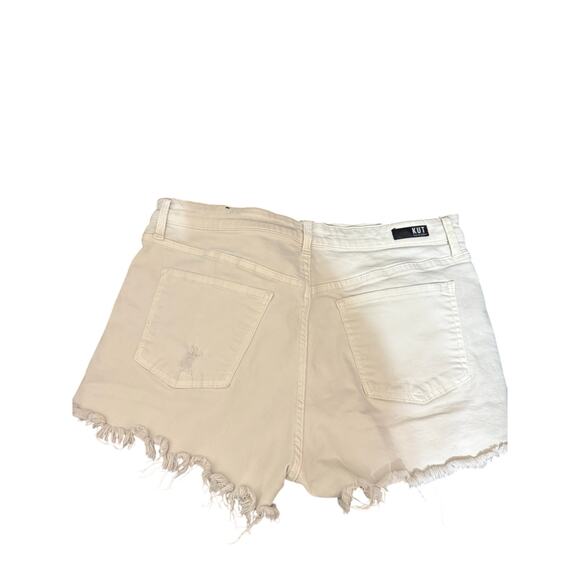 Kut from the Kloth Jane‎ High Rise Frayed Hem Denim Shorts White Size 14 - Picture 2 of 4